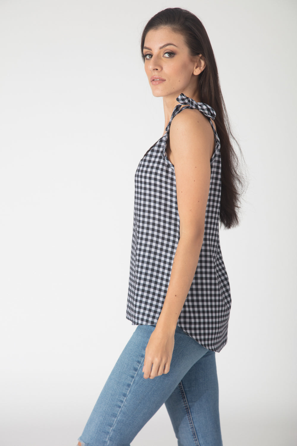 Gingham Tie-up Top