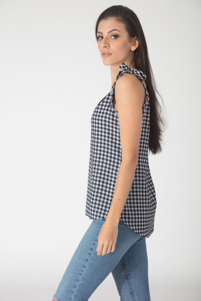 Gingham Tie-up Top