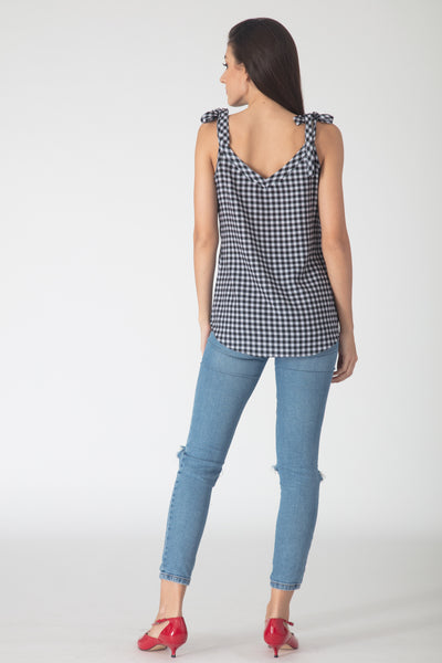 Gingham Tie-up Top