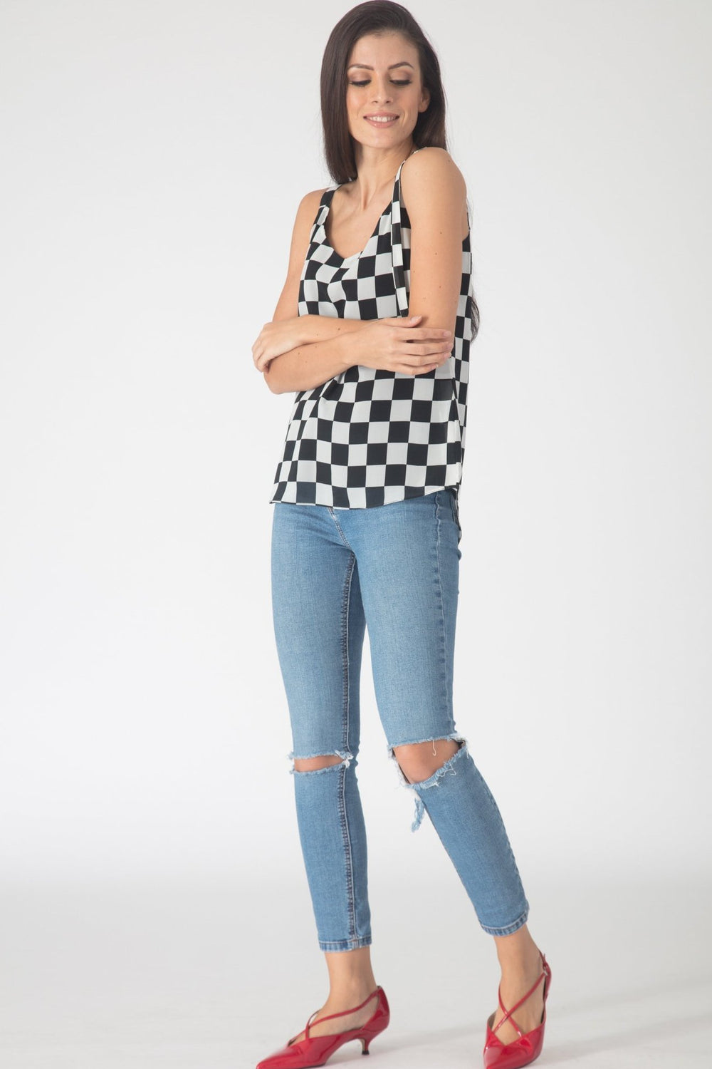 Checkmate Buckle Top