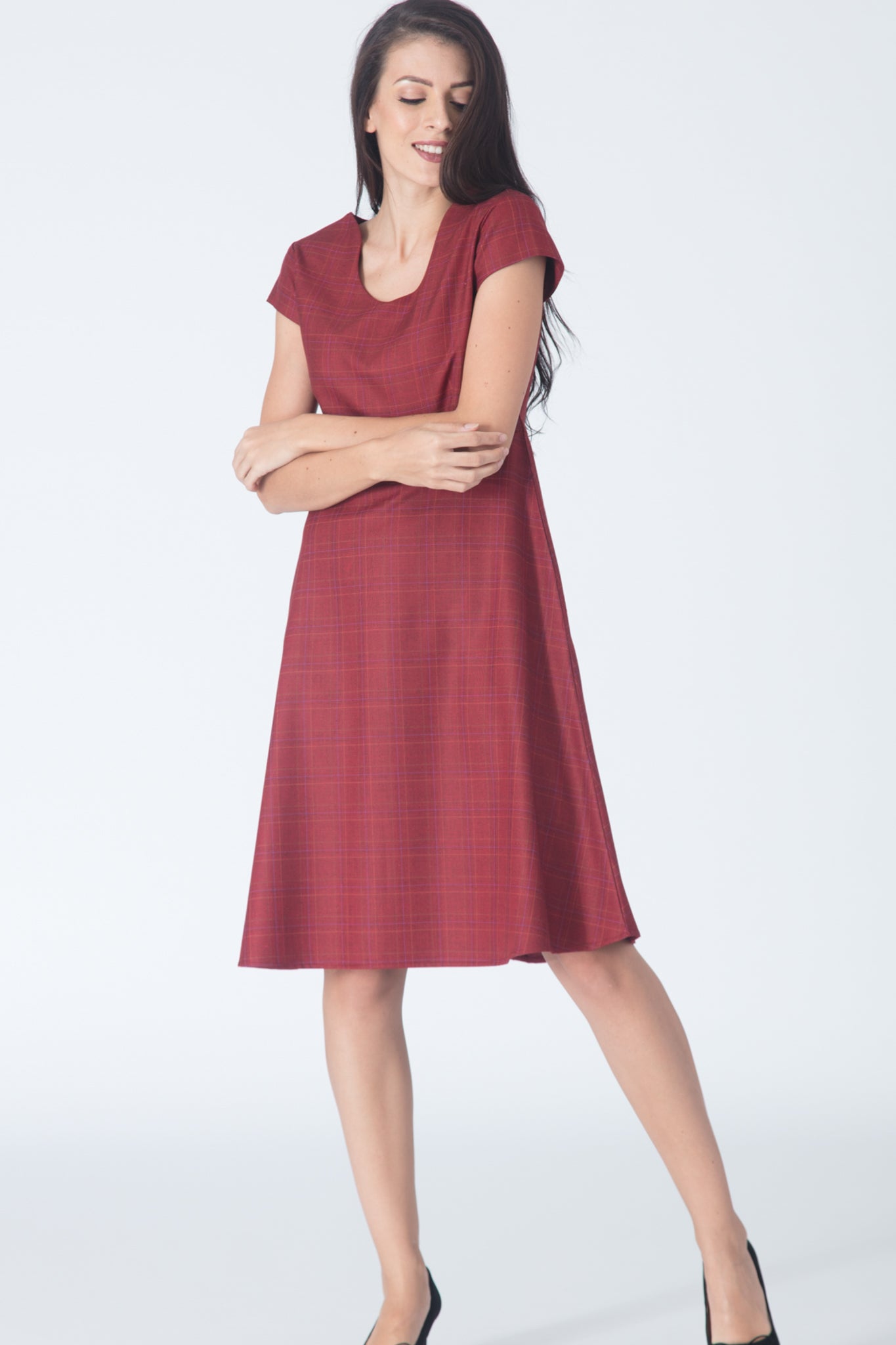 Deep Red fit and flare Dress | Intermod Workwear