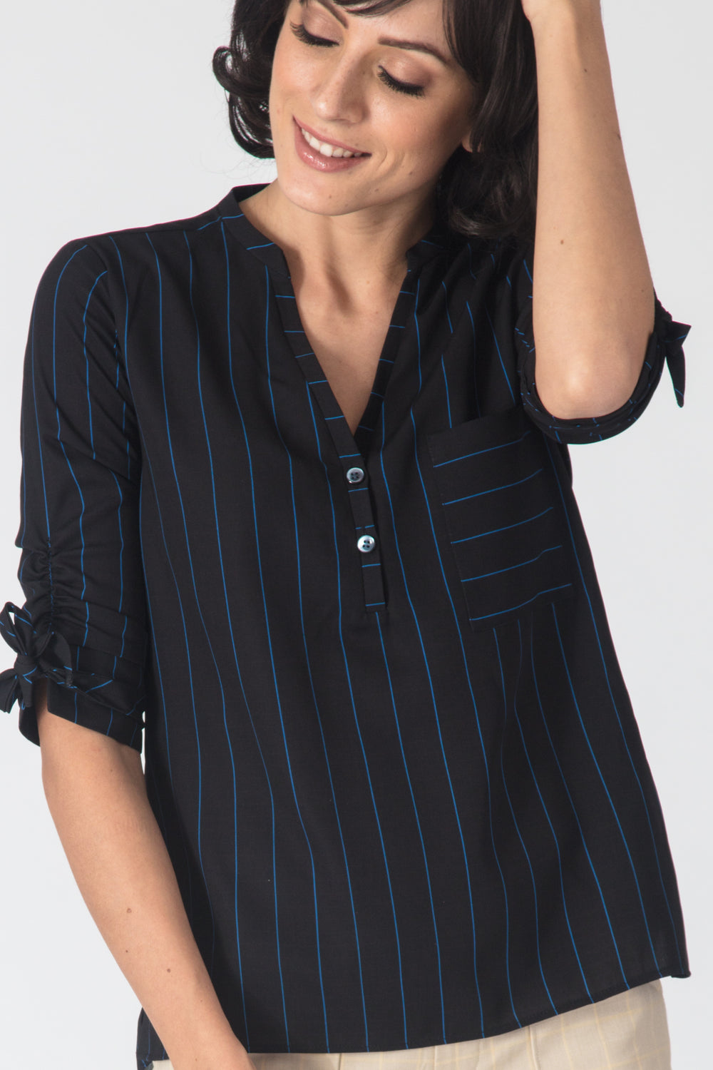 Pinstripe Pocketed Top