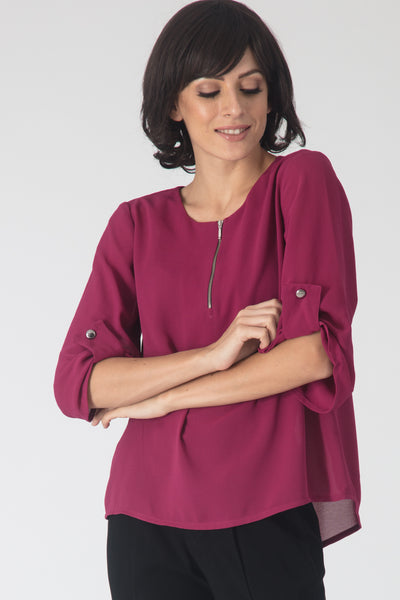 Pink Zipper front Top