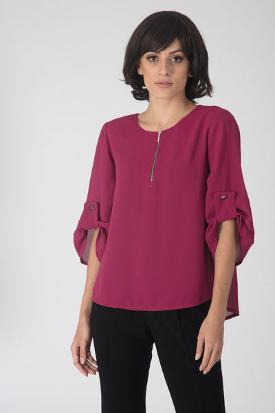 Pink Zipper front Top