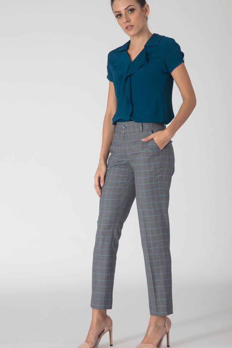 Windowpane Trousers - Grey