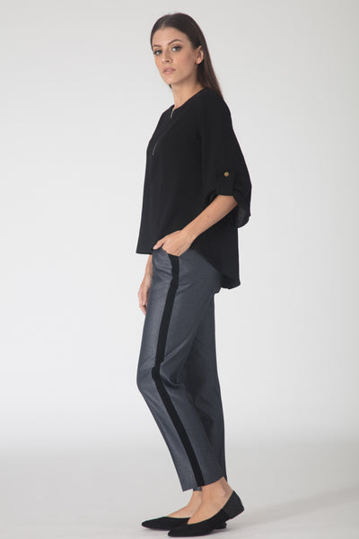 Carbon Zipper-Front Flowy Top