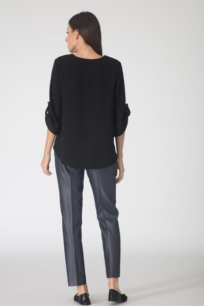 Carbon Zipper-Front Flowy Top