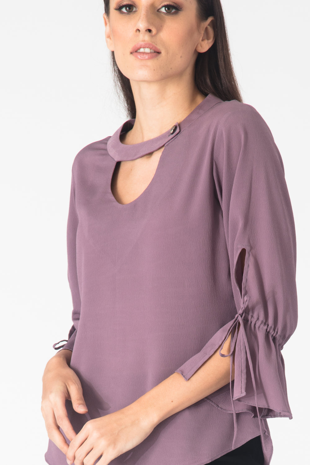 Lilac Slit Sleeves Blouse