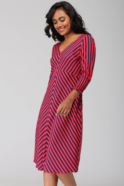 Zanskar A line dress with Ruched sleeve