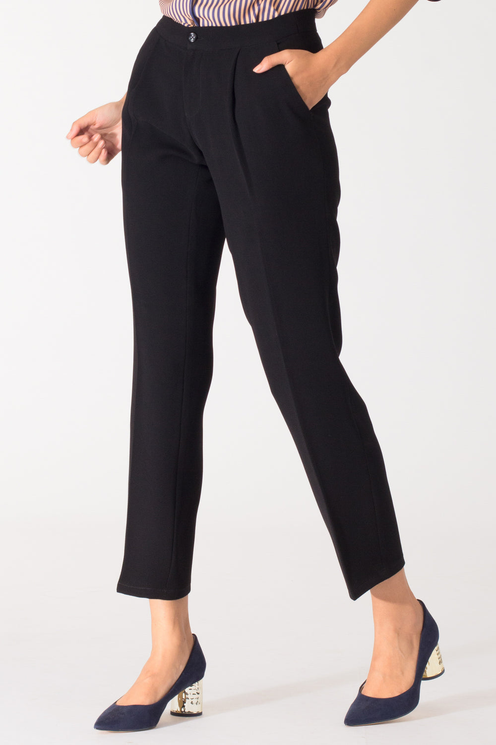Smarty Pants women's cotton lycra ankle length grey formal trouser