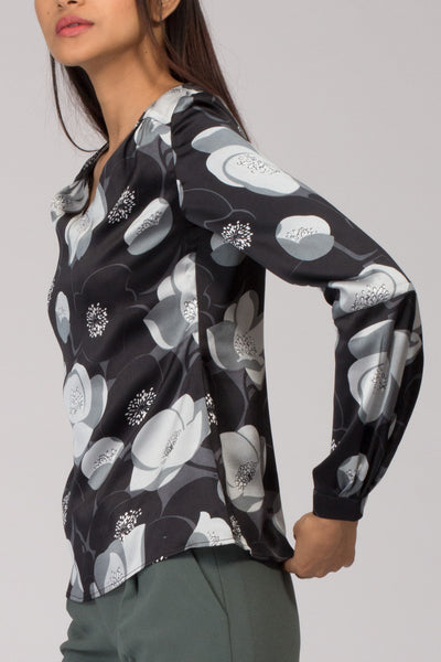 Vermont Floral Silk-Satin Top