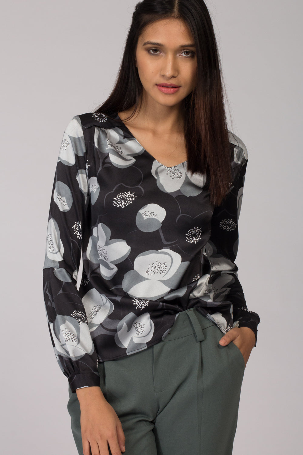 Vermont Floral Silk-Satin Top