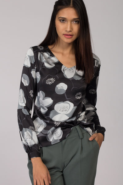 Vermont Floral Silk-Satin Top