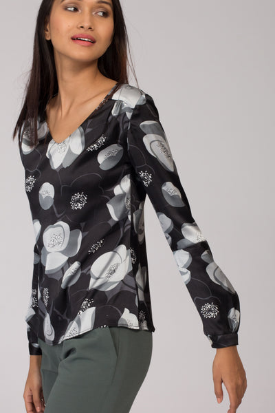 Vermont Floral Silk-Satin Top