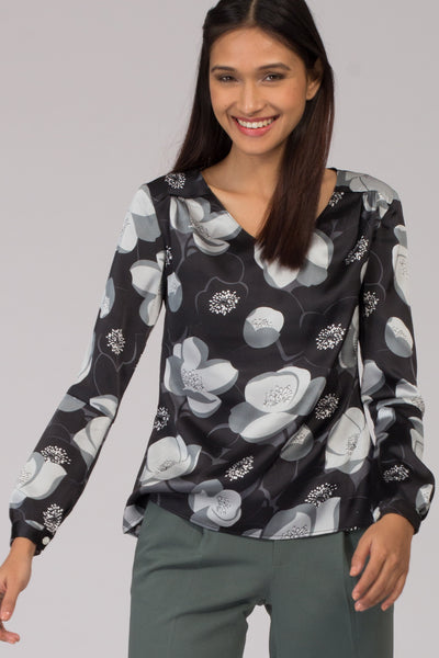 Vermont Floral Silk-Satin Top