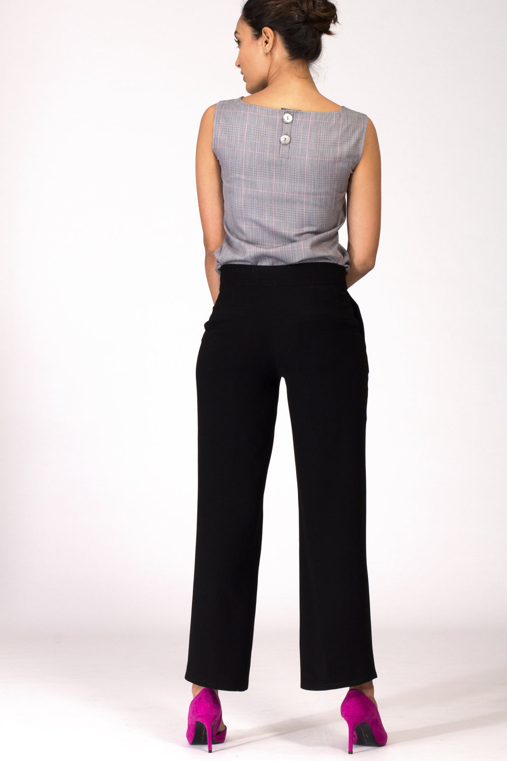 Black wide leg women's formal pants and trousers for office. Shop online for culottes , trousers, and formal palazzo trousers and pants at www.intermod.in