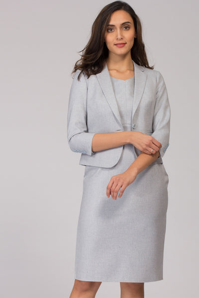 Light Blue Semi Formal Blazer Suit for work. Buy stylish office formal pant-suits, formal dresses, skirts and formal trousers and other professional looks online at www.intermod.in