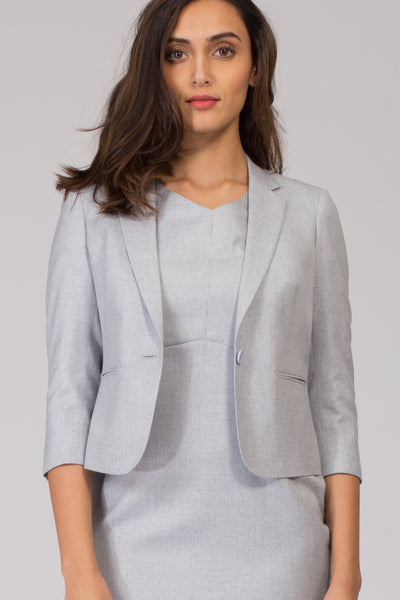 Light Blue Semi Formal Blazer Suit for work. Buy stylish office formal pant-suits, formal dresses, skirts and formal trousers and other professional looks online at www.intermod.in