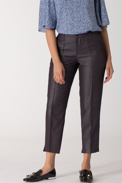 Charcoal Pin-tucked Cropped Pants