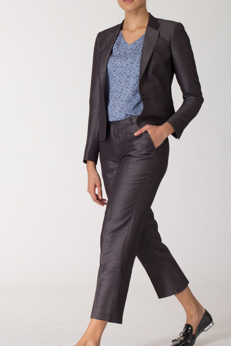 Charcoal Pin-tucked Cropped Pants