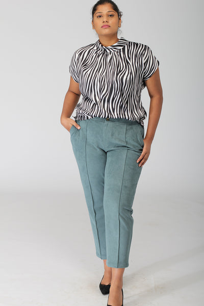 Oslo Dark Green Stretch Pants with jogger waistband