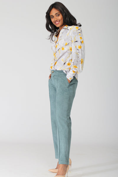 Oslo Dark Green Stretch Pants with jogger waistband