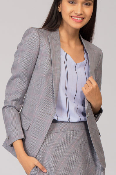 Grey Formal Blazer Suit for Working Women. Shop for stylish office suits and professional looks at www.intermod.in