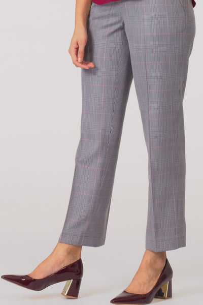 Grey women's formal pants and trousers for office. Shop online for well fitted and plus size formal trousers and pants at www.intermod.in