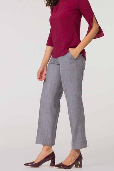 Grey women's formal pants and trousers for office. Shop online for well fitted and plus size formal trousers and pants at www.intermod.in