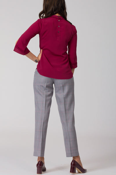 Grey women's formal pants and trousers for office. Shop online for well fitted and plus size formal trousers and pants at www.intermod.in
