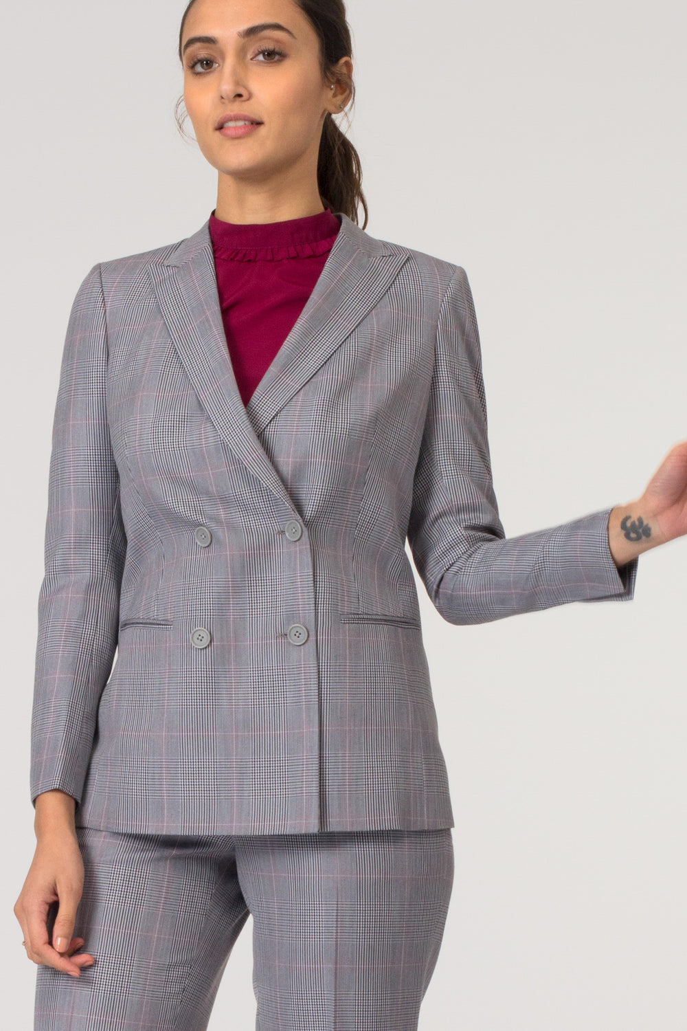 Grey Formal Blazer Suit for Working Women. Shop for stylish formal trousers and suits, professional looks at www.intermod.in