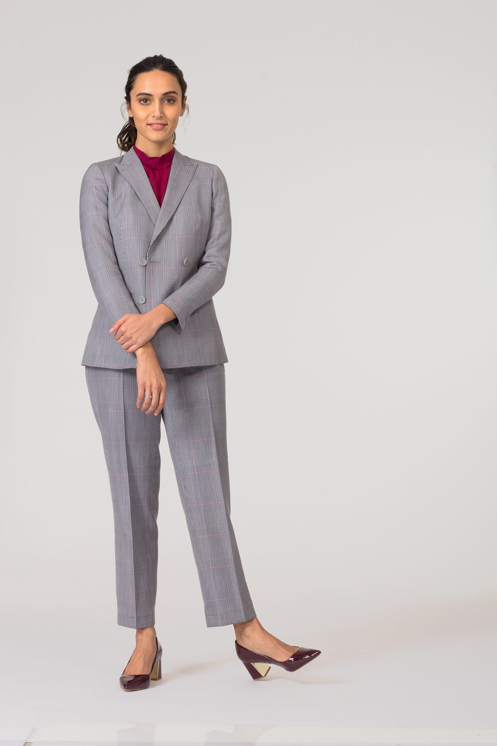 Grey Formal Blazer Suit for Working Women. Shop for stylish formal trousers and suits, professional looks at www.intermod.in