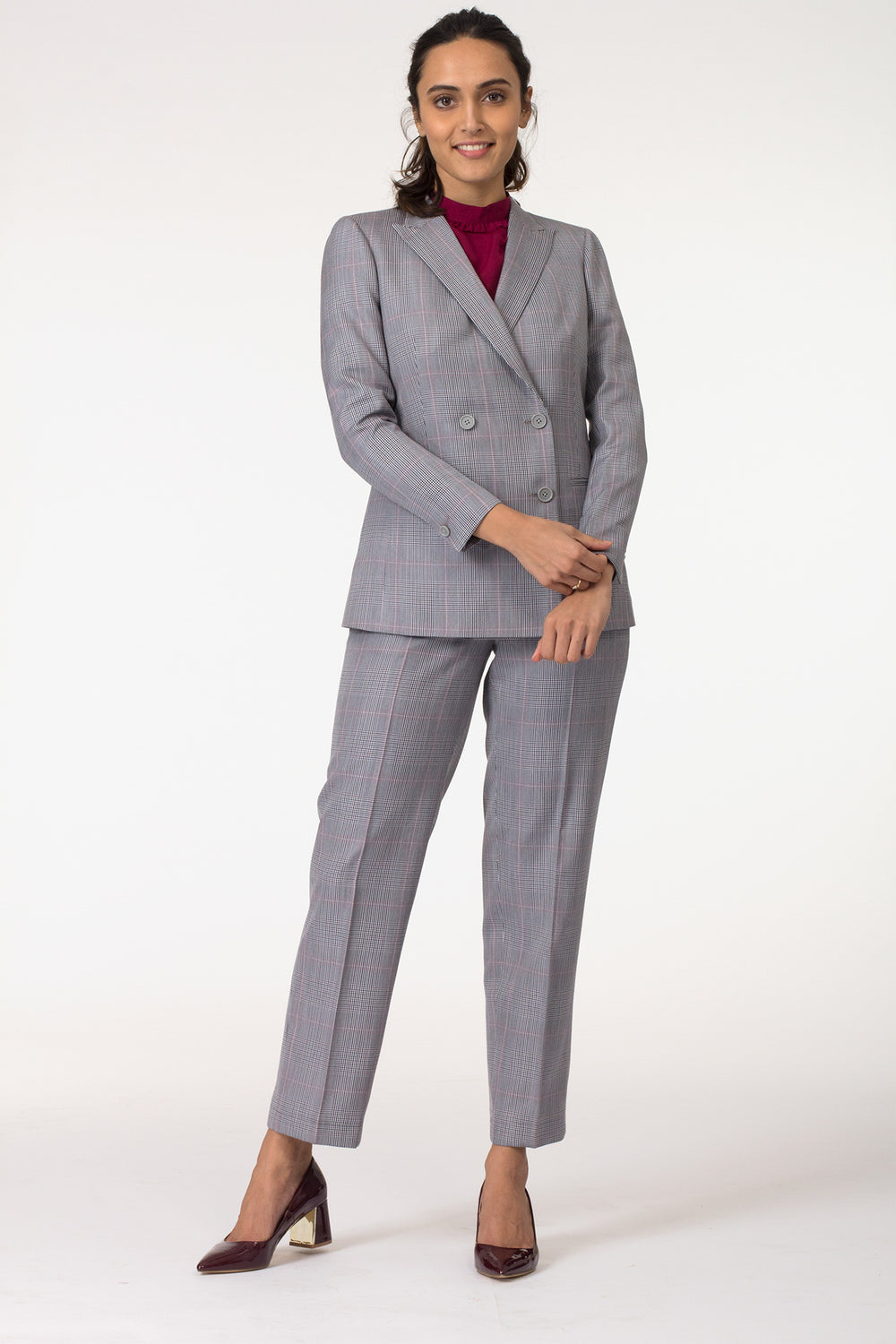 Grey Formal Blazer Suit for Working Women. Shop for stylish formal trousers and suits, professional looks at www.intermod.in