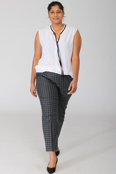 Men's Plaid Long Casual Trousers Check Formal Pants Slim Fit Business  Bottoms | eBay