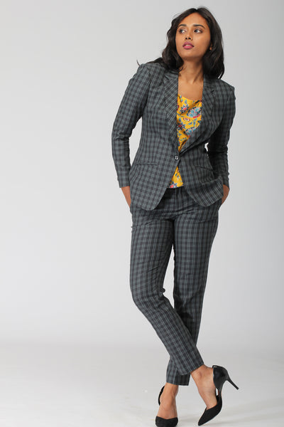 Green Plaid Cotton Blazer