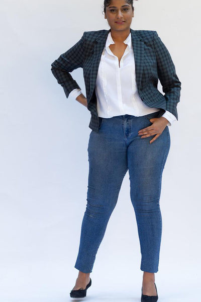 Green Plaid Cotton Blazer