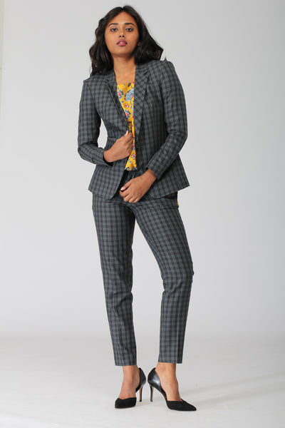 Green Plaid Cotton Blazer
