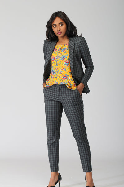 Green Plaid Cotton Blazer