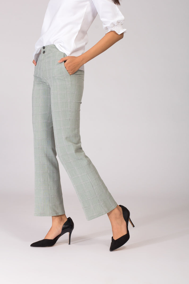 Delina Herringbone Flared Pants