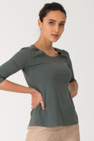 Sage Button Detail Top