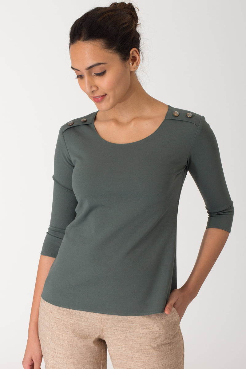 Sage Button Detail Top