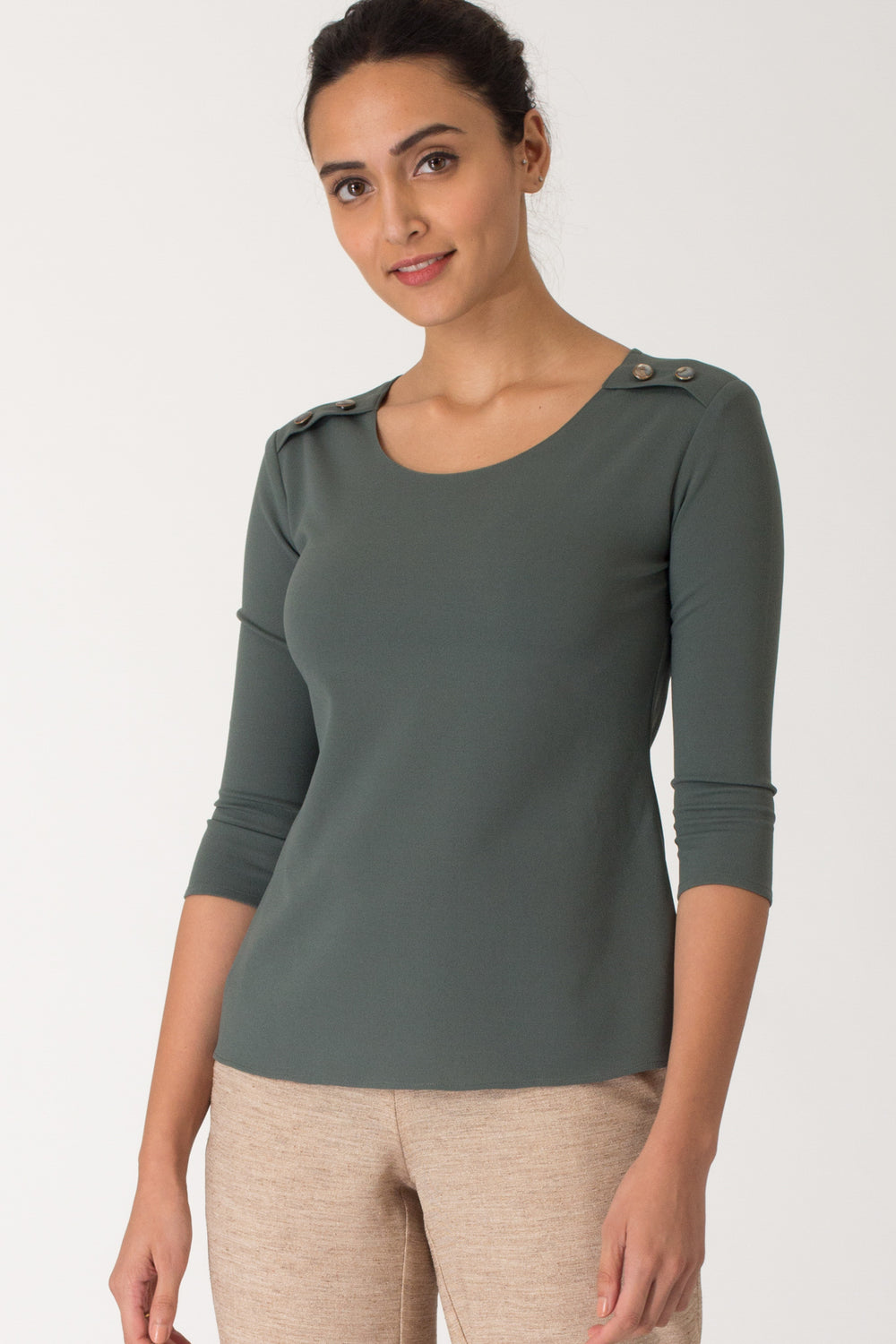 Sage Button Detail Top