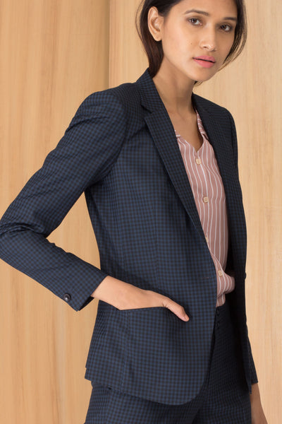 Blue and Black Formal Blazer for Women. Shop for premium business suits and jackets at www.intermod.in