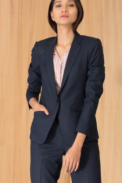 Blue and Black Formal Blazer for Women. Shop for premium business suits and jackets at www.intermod.in
