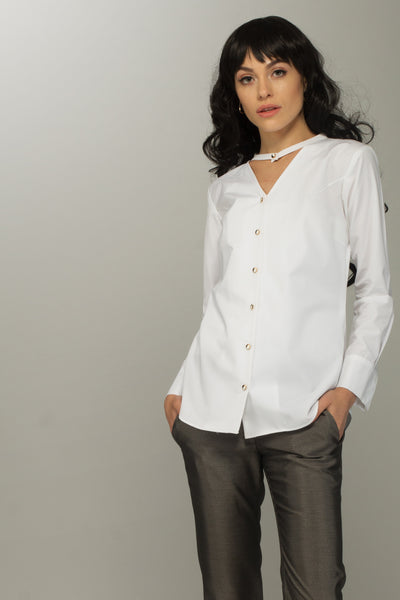 Inver Choker Cotton Shirt