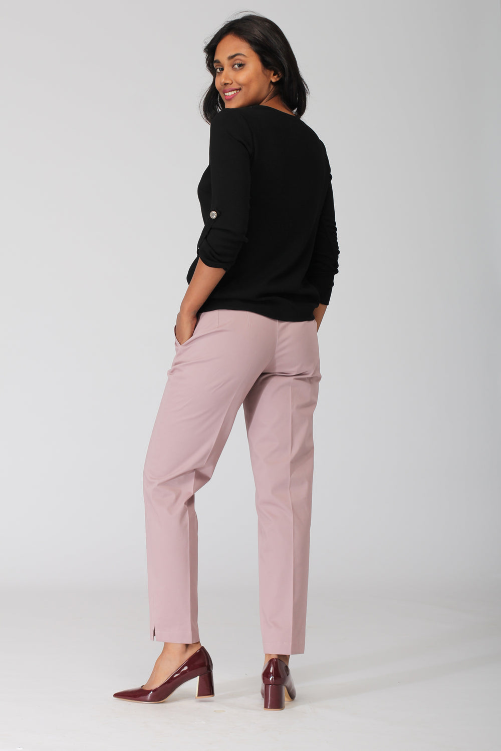 Smoky Pink Cotton Stretch Pants