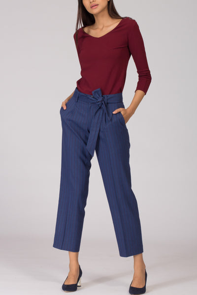 Cobalt Pinstripe Pleated Trousers with Blazer