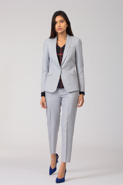 Light Blue Formal Blazer Suit for women. Buy formal pant-suits, formal dresses, skirts and formal trousers and other professional looks online at www.intermod.in