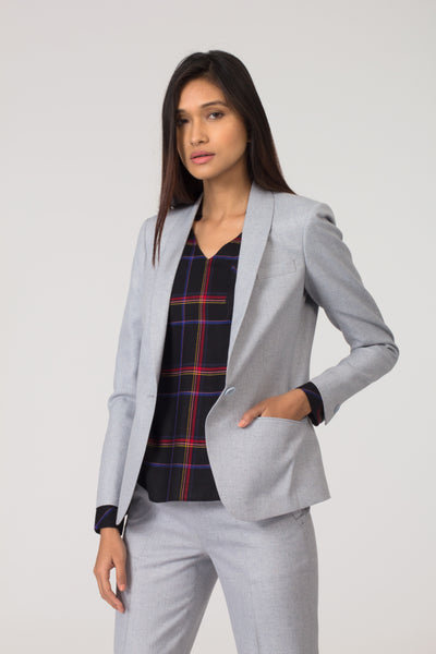 Light Blue Formal Blazer Suit for women. Buy formal pant-suits, formal dresses, skirts and formal trousers and other professional looks online at www.intermod.in
