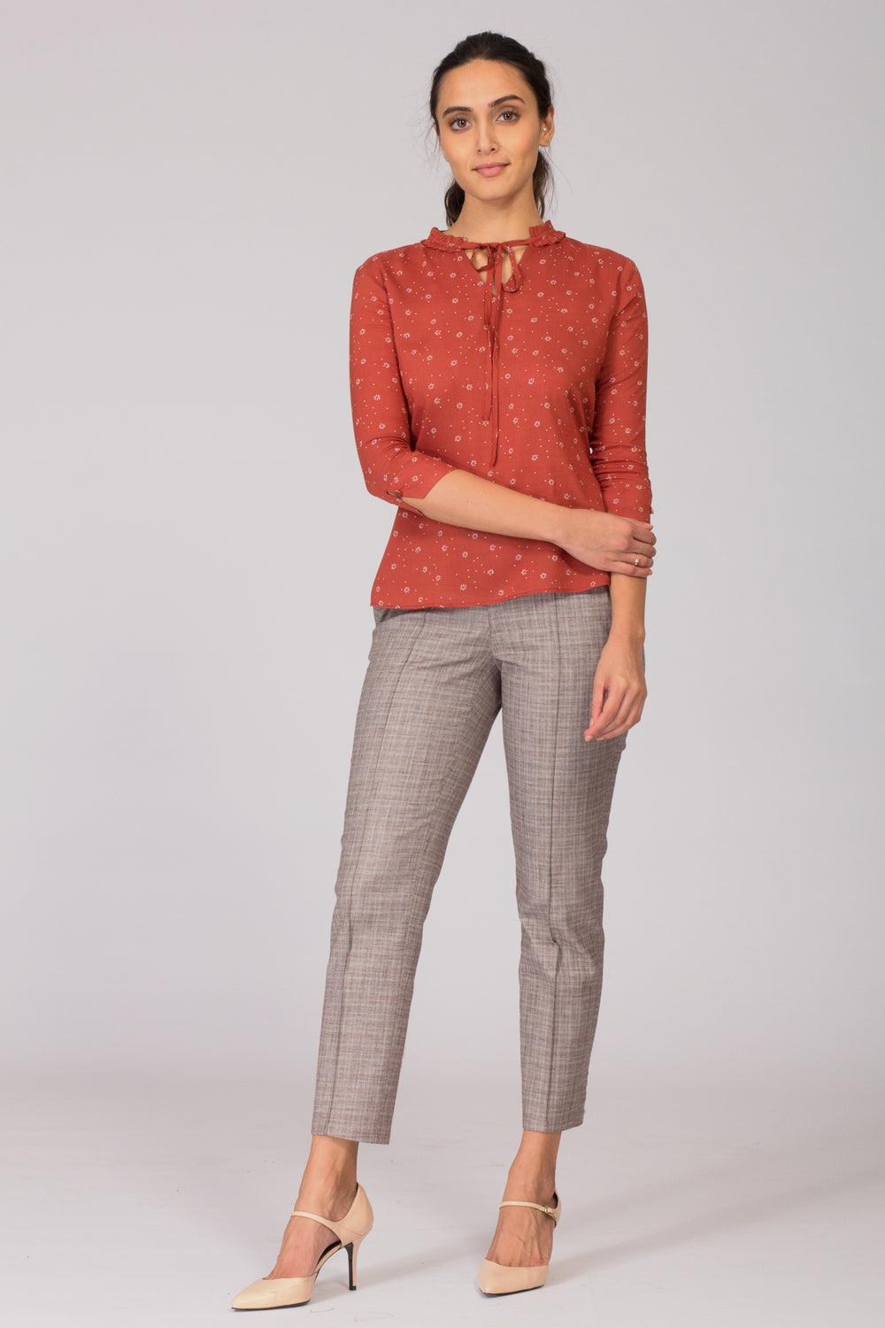 Smart Cotton women's formal pants and trousers for office. Shop online for culottes , trousers, and formal palazzo pants at www.intermod.in